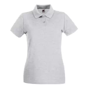 Fruit Of The Loom Ladies Lady-Fit Premium Short Sleeve Polo Shirt (M) (Heather Grey)