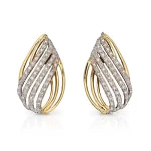 JG Signature 9ct Gold Diamond Teardrop Shaped Cut Out Earrings