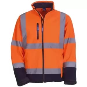 Yoko Mens Hi-Vis Sofshell Jacket (S) (Hi Vis Orange/Navy) - Hi Vis Orange/Navy