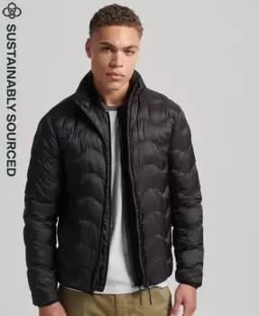 Superdry Mens Short Quilted Light Puffer Jacket Black / Jet Black - Size: L