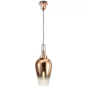 Luminosa Acree Ceiling Pendant E27 With 23cm Pear Glass, Copper, Matt Black, Clear