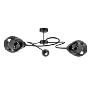 Zahra Multi Arm Semi Flush Ceiling Light Black, 67cm, 3x E27