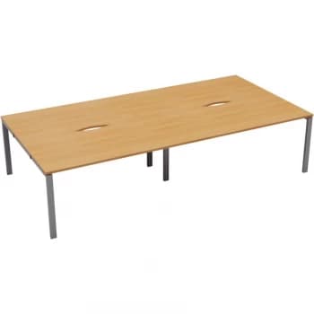 4 Person Double Bench Desk 1600X800MM Each - Silver/Beech