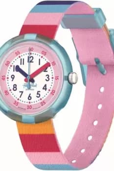 Childrens Flik Flak Stripy Pink Watch FPNP113
