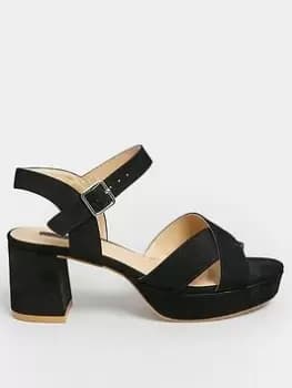 Yours Yours Extra Wide Fit Black Micro Platform Sandal, Black, Size 10, Women