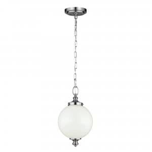 1 Light Small Globe Ceiling Pendant Brushed Steel, E27