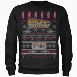 Back To The Future OUTATIME Mens Christmas Jumper - Black - XXL