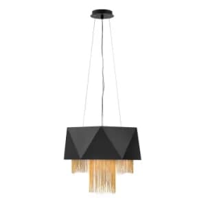 Zuma 6 Light Pendant, Satin Black, Gold, E27