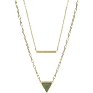 Ladies Fossil Val Joyful Expression Green Aventurine 14K Gold Plated Brass Multi-Strand Necklace