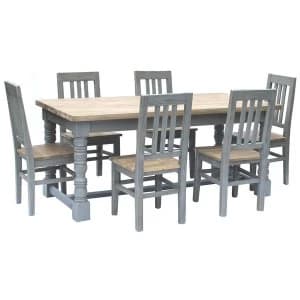 Charles Bentley Reclaimed Firwood Handmade 6-Seater Dining Set - Natural