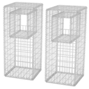 Vidaxl Gabion Basket Posts/Planters 2 Pcs Steel 50X50X120 cm