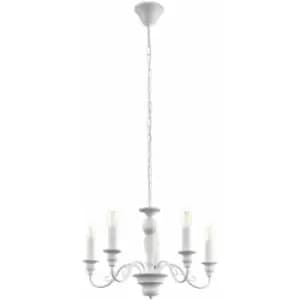 Loops - Hanging Ceiling Pendant Light White 5 Arm Chandelier 40W E14 Feature Lamp