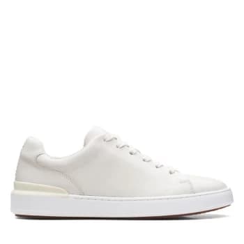 Clarks Court Lite Lace Canvas Trainers - White