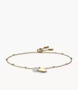 Fossil Women Sutton Mommy and Me Two-Tone Stainless Steel Heart Chain Bracelet