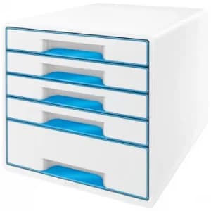 Leitz WOW Drawer Cabinet CUBE 5 Drawer white blue