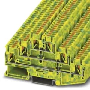Phoenix Contact Green/Yellow PT 2.5-3PE Multi Level Terminal Block, 26 12 AWG, 0.14 4mm, ATEX