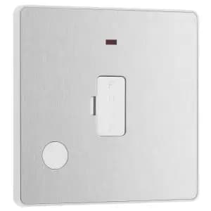 BG Evolve Brushed Steel 13A Unswitched Fused Connection Unit with Power LED Indicator & Flex Outlet