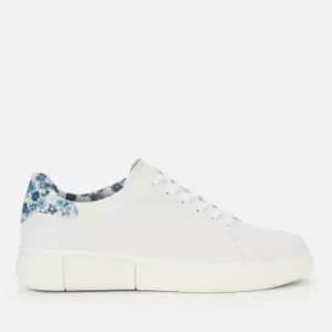 Kate Spade New York Womens Lift Leather Flatform Trainers - Optic White/Blue Floral - UK 3
