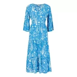 Yumi Blue Sealife Print Midi Dress - Blue
