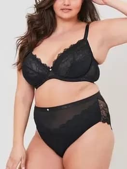 Oola Lace & Logo High Waist Brief, Black, Size 18-20, Women