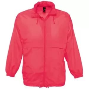 SOLS Unisex Surf Windbreaker Lightweight Jacket (M) (Neon Coral)