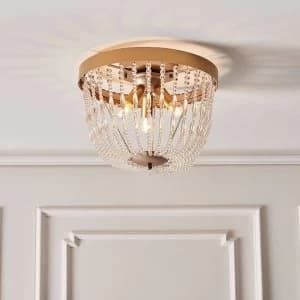 3 Light Flush Light Rose Gold Paint & Clear Glass, E14
