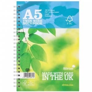 Silvine Premium FSC A5 Twinwire Notebook Feint Ruled PK5