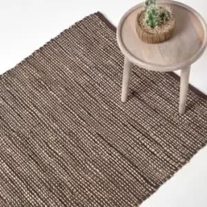 Madras Leather Hemp Rug Brown, 120 x 180cm - Brown - Homescapes