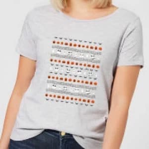 Nightmare Before Christmas Jack Pumpkin Faces Womens T-Shirt - Grey - 3XL
