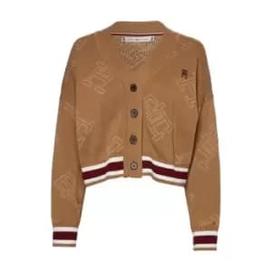 TOMMY HILFIGER All Over Monogram V-Nk Cardi - Beige