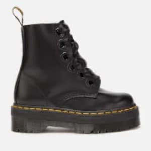 Dr. Martens Womens Molly Buttero Leather 6-Eye Boots - Black - UK 3 - Black