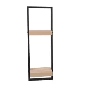 Nova Framed Double Floating Shelf Kit - Oak Effect Shelf With Black Frame