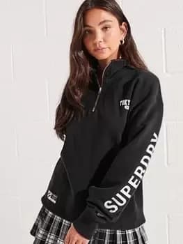 Superdry College Half Zip Sweat - Black, Size Xs/S, Women