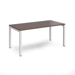 Bench Desk Single Person Starter Rectangular Desk 1600mm Walnut Tops With White Frames 800mm Depth Connex