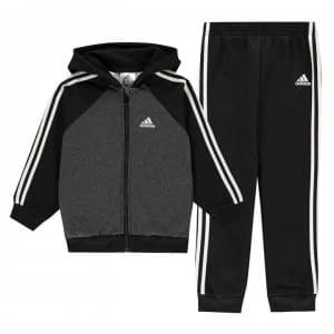 adidas Stripe Fleece Tracksuit Babies - Black/Grey/Wht
