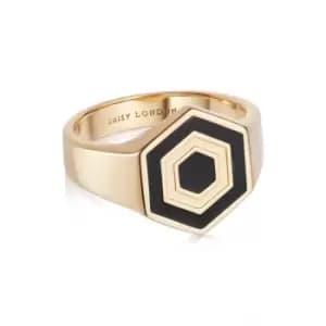Rings 18ct Gold Plate Enamel Hexagon Signet Ring 18ct Gold Plate