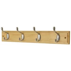Robert Dyas Headbourne 4-Hook Heavy Duty Coat Hooks - Chrome