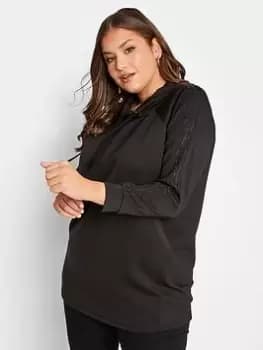 Yours Raglan Hoodie Sweatshirt - Black, Size 18, Women