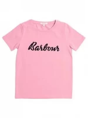Barbour Girls Rebecca Logo T-Shirt, Vintage Rose, Size Age: 12-13 Years, Women
