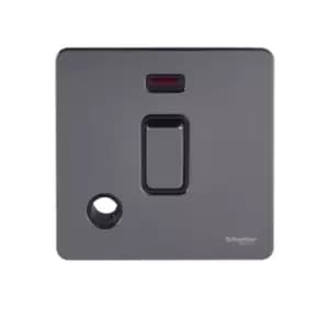Schneider USFP 20A Double Pole Switched Flex Outlet & Neon Black Insert Black Nickel - GU2414BBN