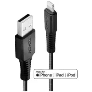 LINDY USB cable USB 2.0 Apple Lightning plug, USB-A plug 0.50 m Black 31290