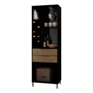 Madrid Wine Rack Black and Acacia Effect Black/Brown