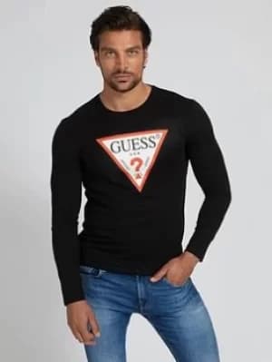 Guess Guess Core Logo Long Sleeve T-Shirt, Black Size M Men