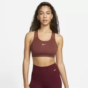 Nike Swoosh Womens Medium-Support 1 Piece Pad Sports Bra - Brown