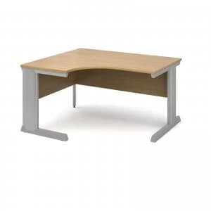 Vivo Left Hand Ergonomic Desk 1400mm - Silver Frame Oak Top