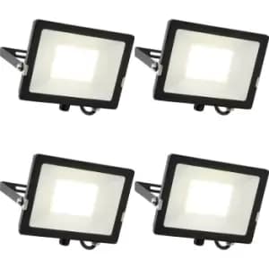 4 PACK Outdoor Waterproof LED Floodlight - 50W Cool White LED - Matt Black
