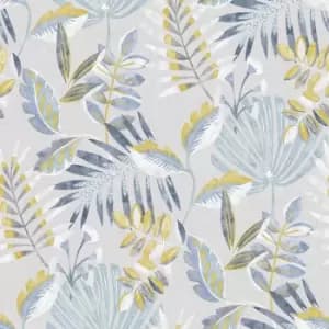 Fresco Inky Leaf Indigo and Ochre Wallpaper