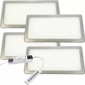 4x BRUSHED NICKEL Ultra-Slim Rectangle Under Cabinet Kitchen Light & Driver Kit - Natural White Diffused LED