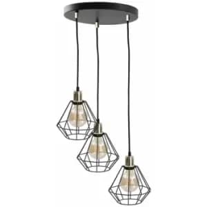 Keter Foskal Cluster Pendant Ceiling Light Gold, 32cm, 3x E27