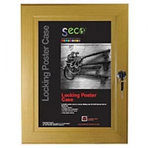 Stewart Superior Wall Mountable Lockable Poster Case 31 x 38cm Light Wood